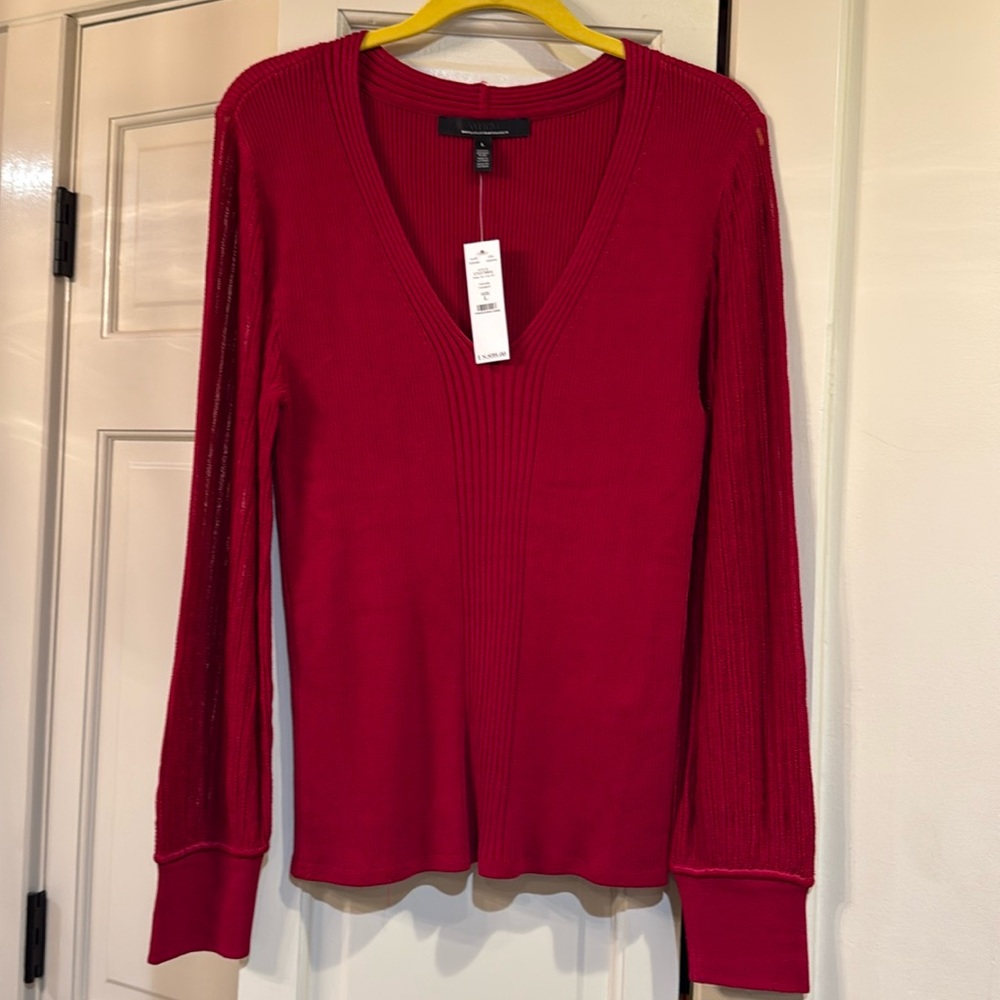 WHBM vneck sweater red size Large